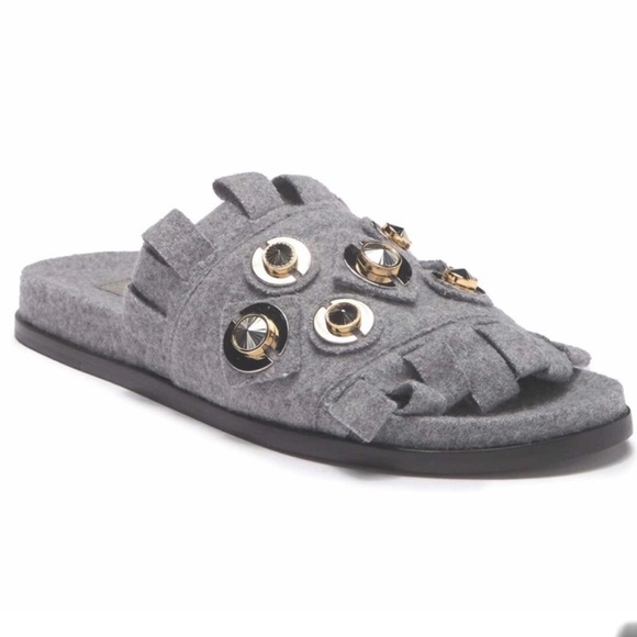 Mercedes Castillo Loula Gray Flannel Sandals Size 5 - Picture 1 of 9